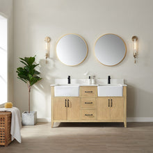 Load image into Gallery viewer, Vinnova Sevilla 60&quot; Vanity in Washed Ash with White Composite Stone Countertop With Mirror- Vinnova