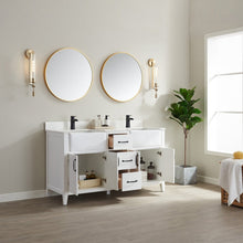 Load image into Gallery viewer, Vinnova Sevilla 60&quot; Vanity in White with White Composite Stone Countertop With Mirror- Vinnova