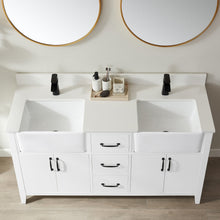 Load image into Gallery viewer, Vinnova Sevilla 60&quot; Vanity in White with White Composite Stone Countertop With Mirror- Vinnova