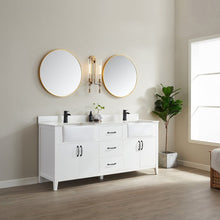 Load image into Gallery viewer, Vinnova Sevilla 72&quot; Vanity in White with White Composite Stone Countertop With Mirror- Vinnova