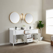 Load image into Gallery viewer, Vinnova Sevilla 72&quot; Vanity in White with White Composite Stone Countertop With Mirror- Vinnova