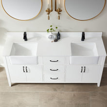 Load image into Gallery viewer, Vinnova Sevilla 72&quot; Vanity in White with White Composite Stone Countertop With Mirror- Vinnova