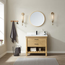 Load image into Gallery viewer, Vinnova Valencia 36&quot; Vanity in Washed Ash with White Composite Grain Stone Countertop With Mirror- Vinnova