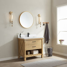 Load image into Gallery viewer, Vinnova Valencia 36&quot; Vanity in Washed Ash with White Composite Grain Stone Countertop With Mirror- Vinnova