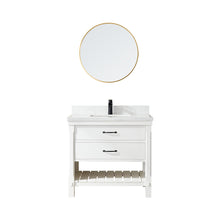 Load image into Gallery viewer, Vinnova Valencia 36&quot; Vanity in White with White Composite Grain Stone Countertop With Mirror- Vinnova