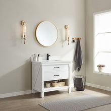 Load image into Gallery viewer, Vinnova Valencia 36&quot; Vanity in White with White Composite Grain Stone Countertop With Mirror- Vinnova