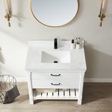 Load image into Gallery viewer, Vinnova Valencia 36&quot; Vanity in White with White Composite Grain Stone Countertop With Mirror- Vinnova