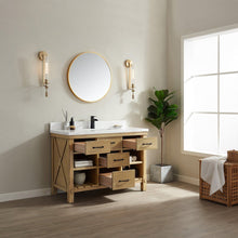 Load image into Gallery viewer, Vinnova Valencia 48&quot; Vanity in Washed Ash with White Composite Grain Stone Countertop With Mirror- Vinnova