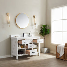 Load image into Gallery viewer, Vinnova Valencia 48&quot; Vanity in White with White Composite Grain Stone Countertop With Mirror- Vinnova