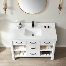 Load image into Gallery viewer, Vinnova Valencia 48&quot; Vanity in White with White Composite Grain Stone Countertop With Mirror- Vinnova