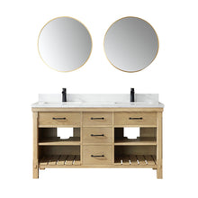 Load image into Gallery viewer, Vinnova Valencia 60&quot; Vanity in Washed Ash with White Composite Grain Stone Countertop With Mirror- Vinnova
