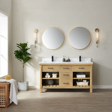 Load image into Gallery viewer, Vinnova Valencia 60&quot; Vanity in Washed Ash with White Composite Grain Stone Countertop With Mirror- Vinnova