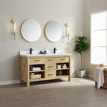Load image into Gallery viewer, Vinnova Valencia 60&quot; Vanity in Washed Ash with White Composite Grain Stone Countertop With Mirror- Vinnova
