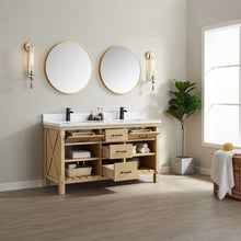 Load image into Gallery viewer, Vinnova Valencia 60&quot; Vanity in Washed Ash with White Composite Grain Stone Countertop With Mirror- Vinnova