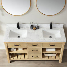 Load image into Gallery viewer, Vinnova Valencia 60&quot; Vanity in Washed Ash with White Composite Grain Stone Countertop With Mirror- Vinnova