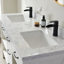 Load image into Gallery viewer, Vinnova Valencia 60&quot; Vanity in White with White Composite Grain Stone Countertop With Mirror- Vinnova