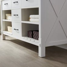 Load image into Gallery viewer, Vinnova Valencia 60&quot; Vanity in White with White Composite Grain Stone Countertop With Mirror- Vinnova