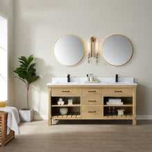Load image into Gallery viewer, Vinnova Valencia 72&quot; Vanity in Washed Ash with White Composite Grain Stone Countertop With Mirror- Vinnova