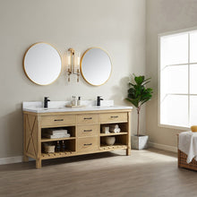Load image into Gallery viewer, Vinnova Valencia 72&quot; Vanity in Washed Ash with White Composite Grain Stone Countertop With Mirror- Vinnova