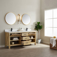 Load image into Gallery viewer, Vinnova Valencia 72&quot; Vanity in Washed Ash with White Composite Grain Stone Countertop With Mirror- Vinnova