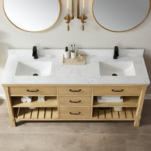 Load image into Gallery viewer, Vinnova Valencia 72&quot; Vanity in Washed Ash with White Composite Grain Stone Countertop With Mirror- Vinnova