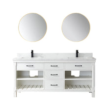 Load image into Gallery viewer, Vinnova Valencia 72&quot; Vanity in White with White Composite Grain Stone Countertop With Mirror- Vinnova