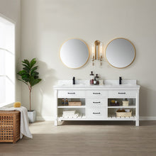 Load image into Gallery viewer, Vinnova Valencia 72&quot; Vanity in White with White Composite Grain Stone Countertop With Mirror- Vinnova