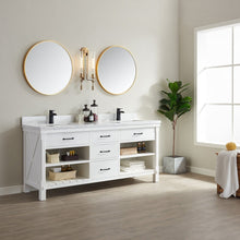Load image into Gallery viewer, Vinnova Valencia 72&quot; Vanity in White with White Composite Grain Stone Countertop With Mirror- Vinnova