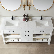 Load image into Gallery viewer, Vinnova Valencia 72&quot; Vanity in White with White Composite Grain Stone Countertop With Mirror- Vinnova