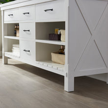 Load image into Gallery viewer, Vinnova Valencia 72&quot; Vanity in White with White Composite Grain Stone Countertop With Mirror- Vinnova