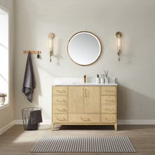 Load image into Gallery viewer, Vinnova Zaragoza 48&quot; Vanity in Washed Ash with White Composite Grain Stone Countertop With Mirror- Vinnova