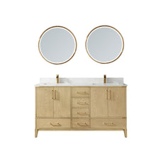 Load image into Gallery viewer, Vinnova Zaragoza 60&quot; Vanity in Washed Ash with White Composite Grain Stone Countertop With Mirror- Vinnova