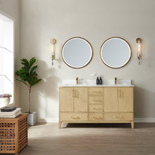 Load image into Gallery viewer, Vinnova Zaragoza 60&quot; Vanity in Washed Ash with White Composite Grain Stone Countertop With Mirror- Vinnova