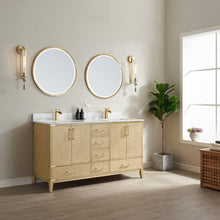 Load image into Gallery viewer, Vinnova Zaragoza 60&quot; Vanity in Washed Ash with White Composite Grain Stone Countertop With Mirror- Vinnova