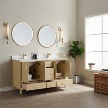 Load image into Gallery viewer, Vinnova Zaragoza 60&quot; Vanity in Washed Ash with White Composite Grain Stone Countertop With Mirror- Vinnova