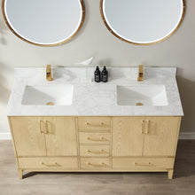 Load image into Gallery viewer, Vinnova Zaragoza 60&quot; Vanity in Washed Ash with White Composite Grain Stone Countertop With Mirror- Vinnova
