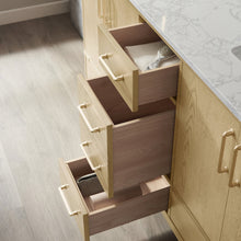 Load image into Gallery viewer, Vinnova Zaragoza 60&quot; Vanity in Washed Ash with White Composite Grain Stone Countertop With Mirror- Vinnova