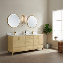 Load image into Gallery viewer, Vinnova Zaragoza 72&quot; Vanity in Washed Ash with White Composite Grain Stone Countertop With Mirror- Vinnova