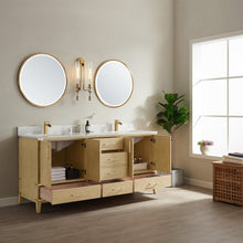 Load image into Gallery viewer, Vinnova Zaragoza 72&quot; Vanity in Washed Ash with White Composite Grain Stone Countertop With Mirror- Vinnova