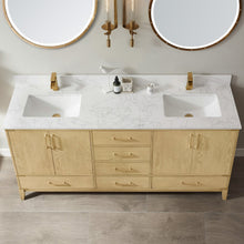 Load image into Gallery viewer, Vinnova Zaragoza 72&quot; Vanity in Washed Ash with White Composite Grain Stone Countertop With Mirror- Vinnova