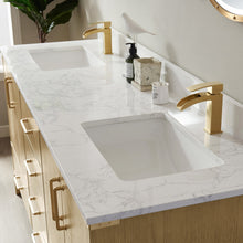 Load image into Gallery viewer, Vinnova Zaragoza 72&quot; Vanity in Washed Ash with White Composite Grain Stone Countertop With Mirror- Vinnova