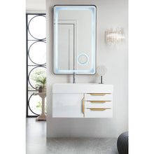 Load image into Gallery viewer, James Martin Mercer Island 36&quot; Glossy White - Radiant Gold Single Vanity