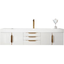 Load image into Gallery viewer, James Martin Mercer Island 72&quot; Glossy White - Radiant Gold Single Vanity- James Martin