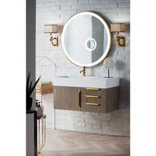Load image into Gallery viewer, James Martin Mercer Island 36&quot; Ash Gray - Radiant Gold Single Vanity