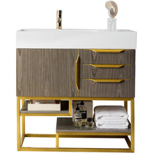 Load image into Gallery viewer, James Martin Columbia 36&quot; Ash Gray - Radiant Gold Single Vanity- James Martin