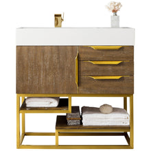 Load image into Gallery viewer, James Martin Columbia 36&quot; Latte Oak - Radiant Gold Single Vanity- James Martin