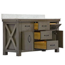 Load image into Gallery viewer, Water Creation 60 Inch Grizzle Grey Double Sink Bathroom Vanity With Mirror And Faucets With Blue Limestone Counter Top From The Aberdeen Collection- Water Creation