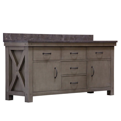 Water Creation 72 Inch Grizzle Grey Double Sink Bathroom Vanity With Carrara White Marble Counter Top From The Aberdeen Collection- Water Creation