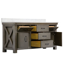 Load image into Gallery viewer, Water Creation 72 Inch Grizzle Grey Double Sink Bathroom Vanity With Faucets With Carrara White Marble Counter Top From The Aberdeen Collection- Water Creation
