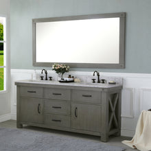 Load image into Gallery viewer, Water Creation 72 Inch Grizzle Grey Double Sink Bathroom Vanity With Faucets With Carrara White Marble Counter Top From The Aberdeen Collection- Water Creation